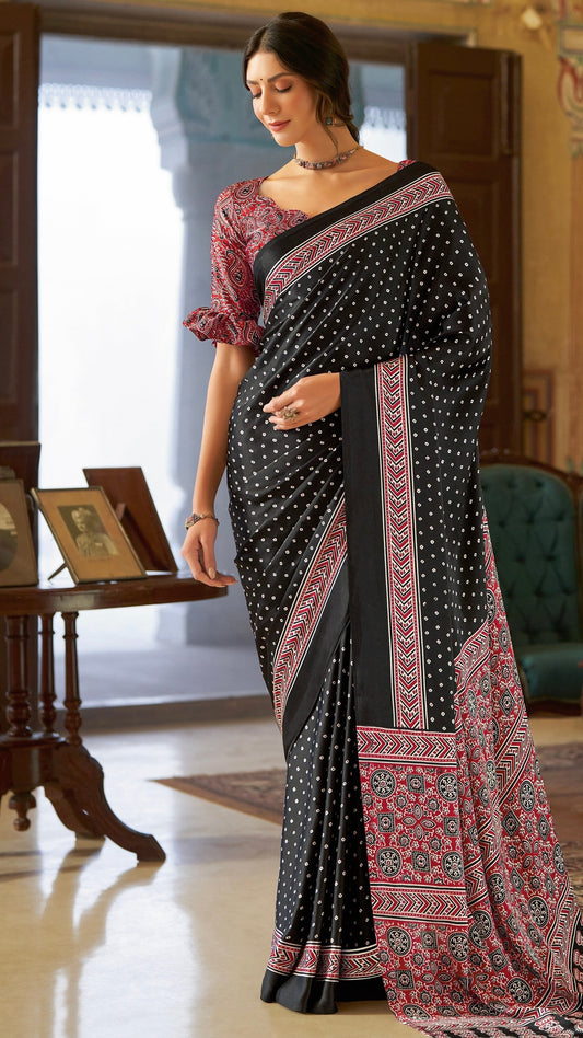 Designer Ajrakh Saree (D.No.104 B)