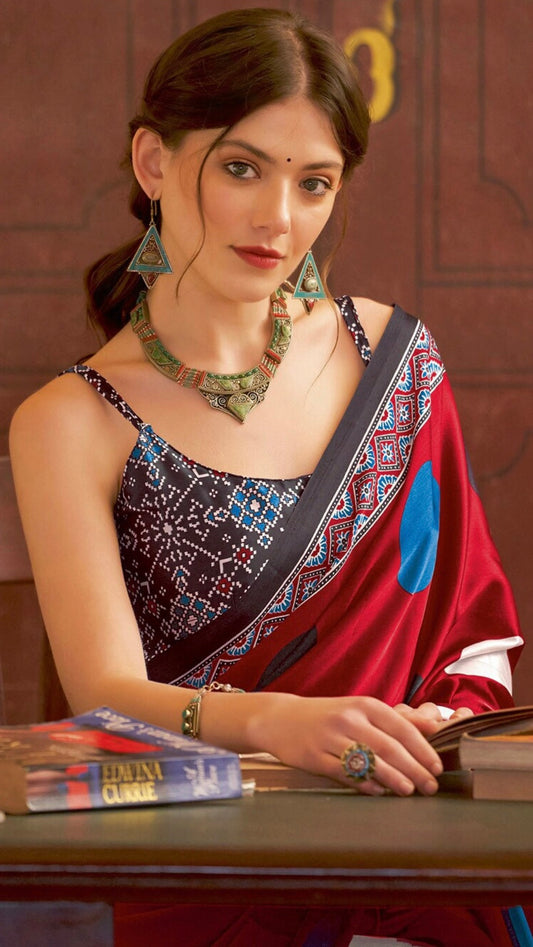Designer Ajrakh Saree (D.No.101 A)