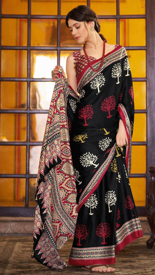 Designer Ajrakh Saree (D.No.201 B)