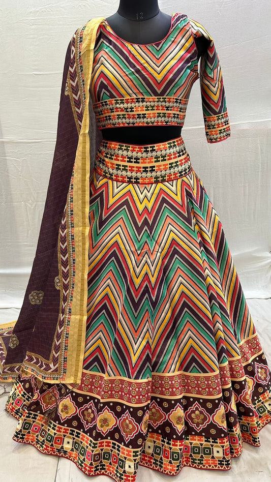 Multi Stripe 7 Meter Flair Lehanga Choli