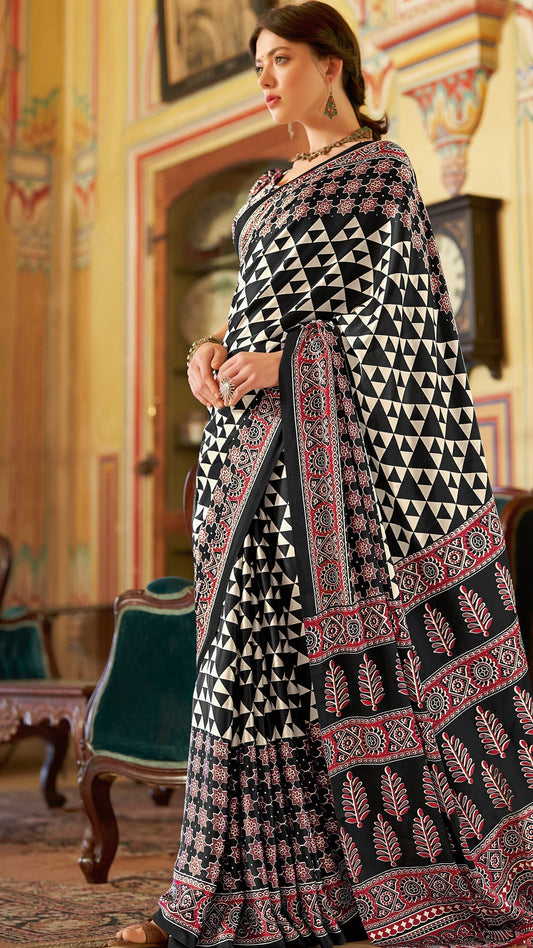 Designer Ajrakh Saree (D.No. 102 B)