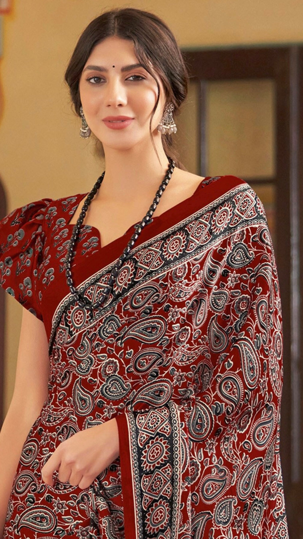 Designer Ajrakh Saree (D.No.202 A)