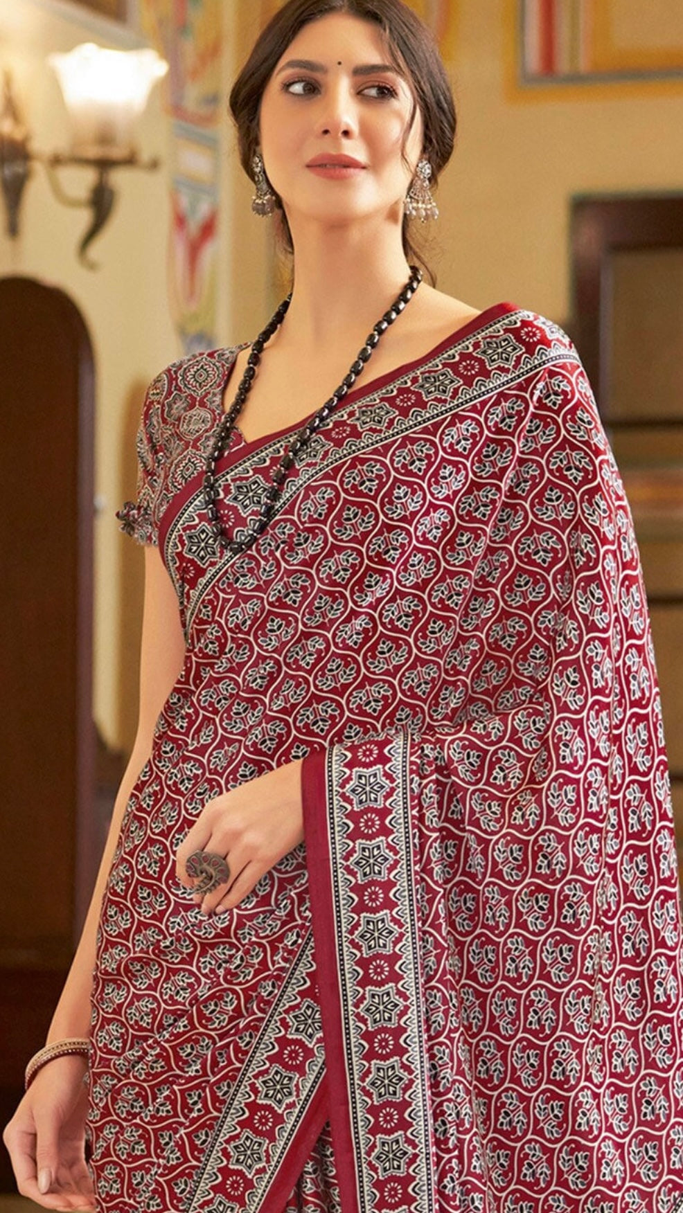Designer Ajrakh Saree (D.No.204 A)