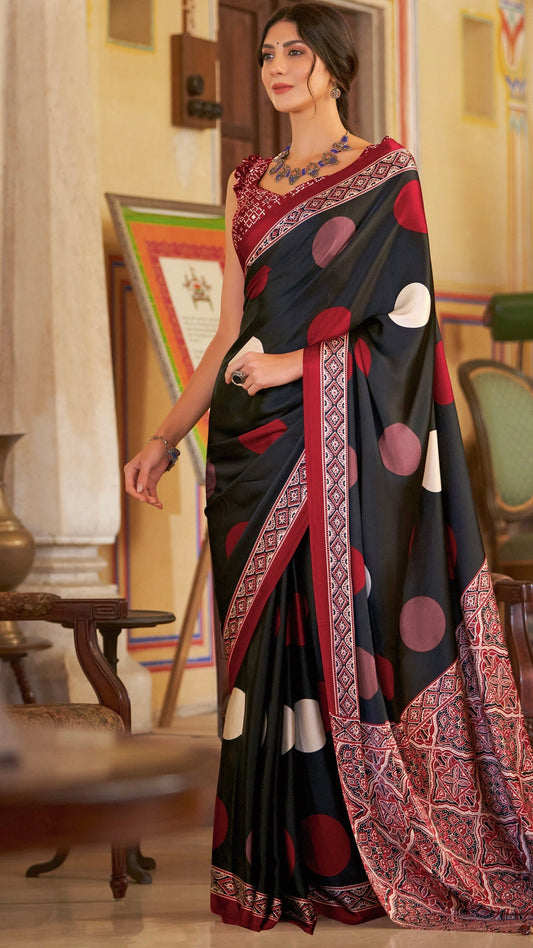 Designer Ajrakh Saree (D.No.101 B)