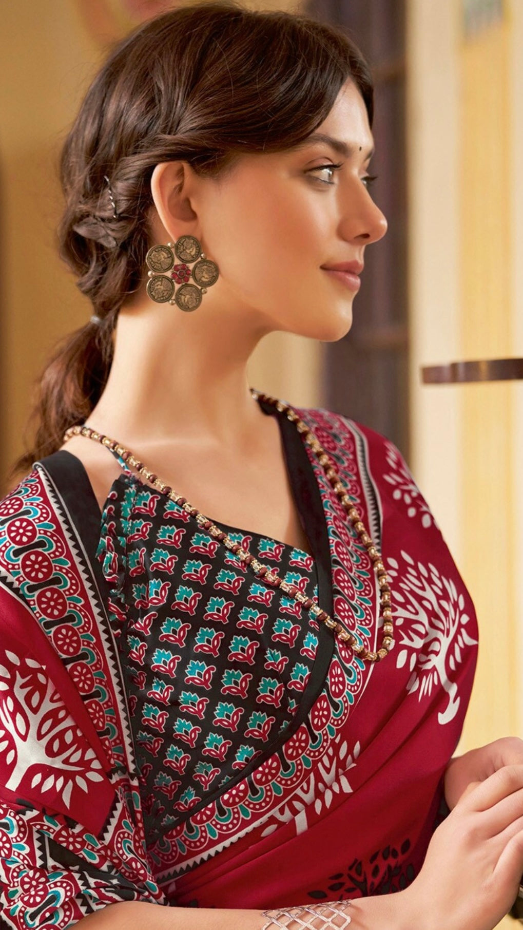 Designer Ajrakh Saree (D.No.201 A)