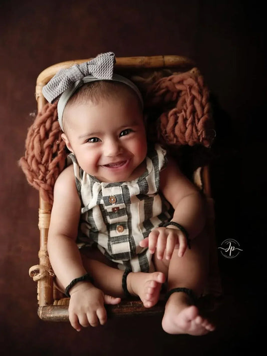 Black Stripes Pure Cotton Baby Infant Unisex Bubble Romper