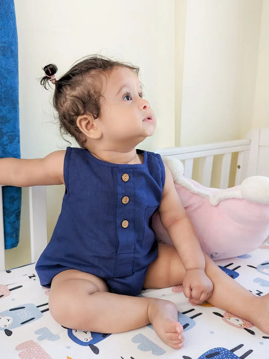 Blue Baby Unisex Pure Cotton Bubble Romper