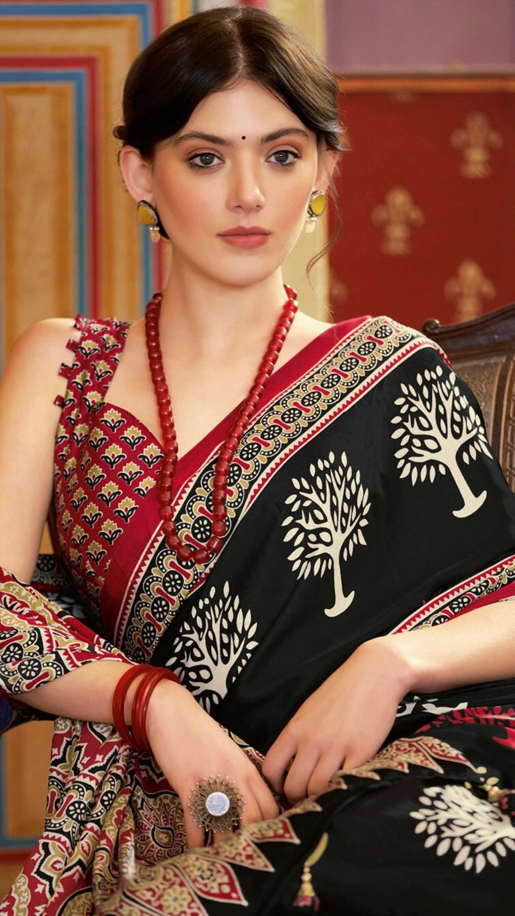Designer Ajrakh Saree (D.No.201 B)