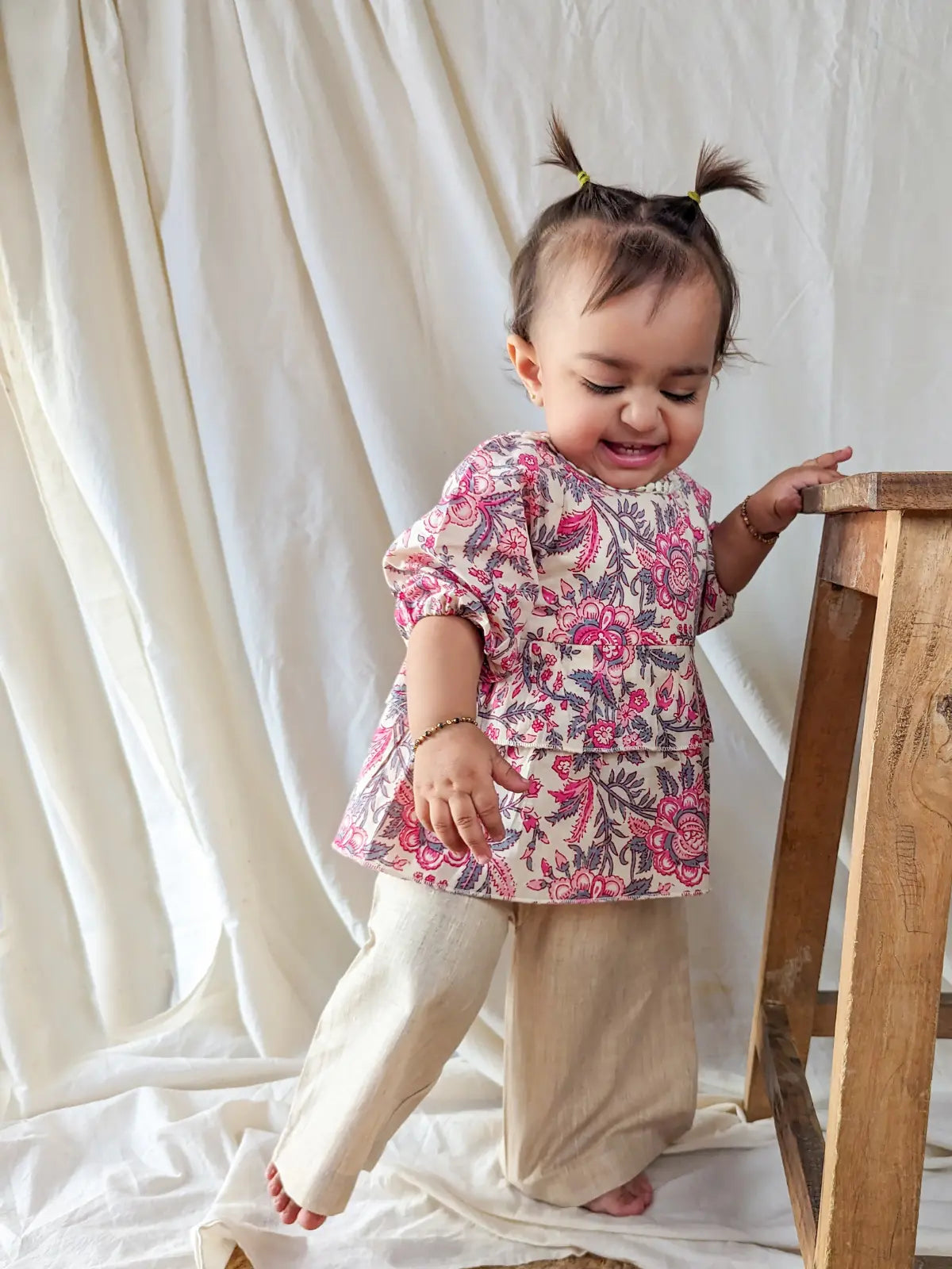 Floral Printed Pure Cotton Eva Girls Top Bottom Set