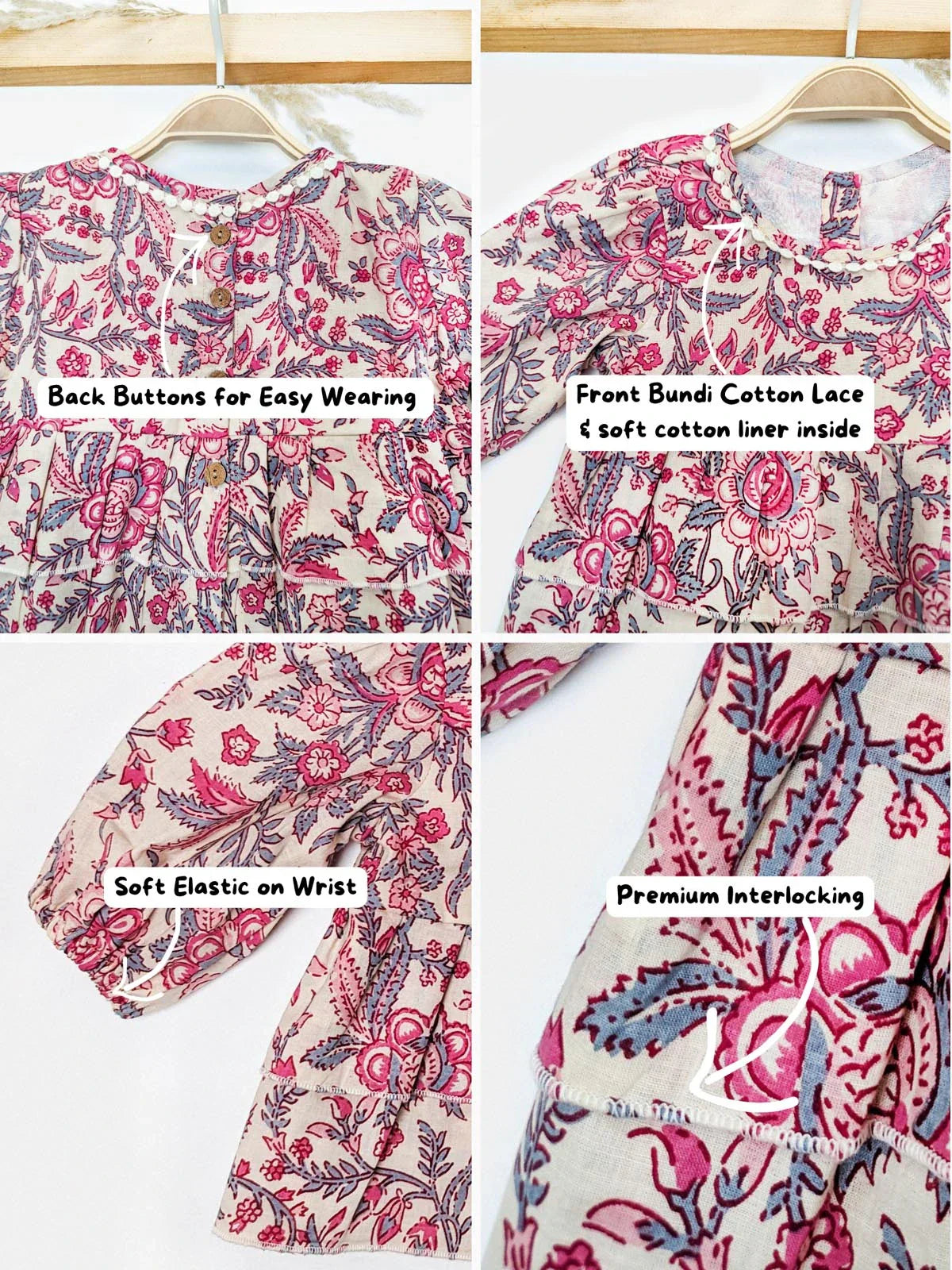 Floral Printed Pure Cotton Eva Girls Top Bottom Set
