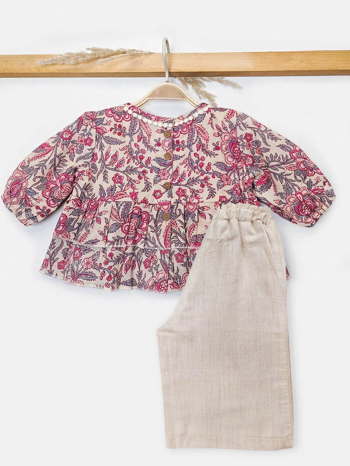 Floral Printed Pure Cotton Eva Girls Top Bottom Set