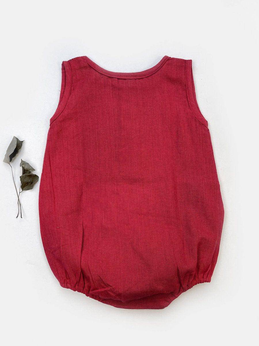 Comfortable Red Pure Cotton Baby Bubble Unisex Romper