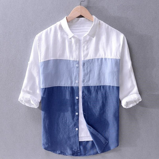 * White And Blue Color Men'S Shirt Casual