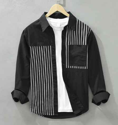 Black Full Sleeves Cotton Shirt For Men